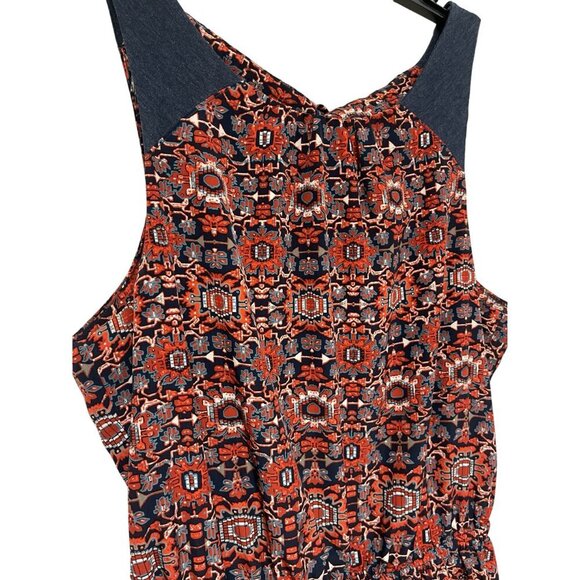Athleta XS Sleeveless Red & Navy‎ Geometric Print Dress With Tie-Back - Picture 6 of 13